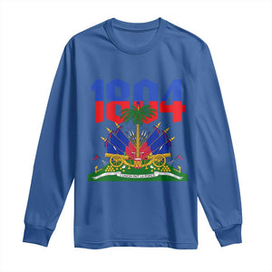Haiti 1804 Independence Year Graphic Long Sleeve Shirt Haitian Pride Coat of Arms National Heritage TS02 Royal Blue Print Your Wear