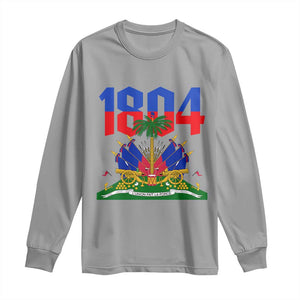 Haiti 1804 Independence Year Graphic Long Sleeve Shirt Haitian Pride Coat of Arms National Heritage TS02 Sport Gray Print Your Wear