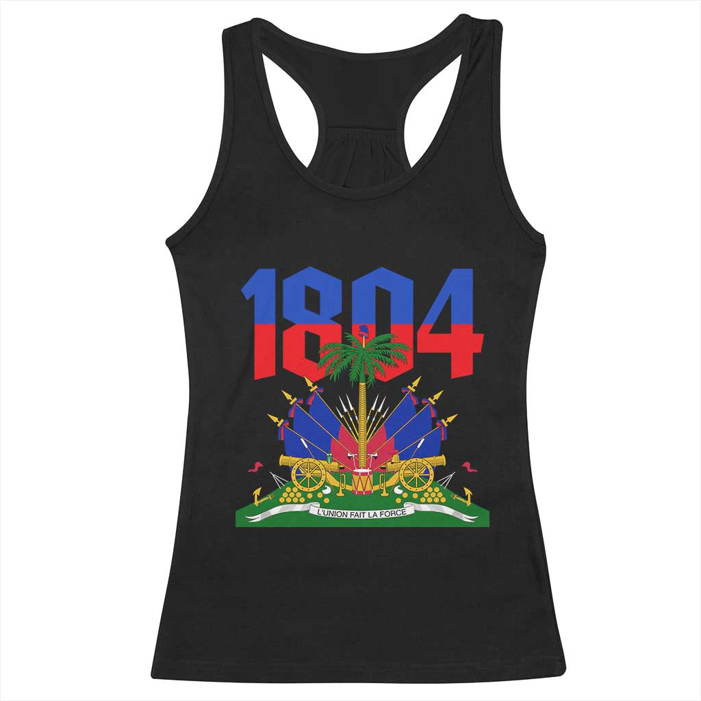 Haiti 1804 Independence Year Graphic Racerback Tank Top Haitian Pride Coat of Arms National Heritage TS02 Black Print Your Wear