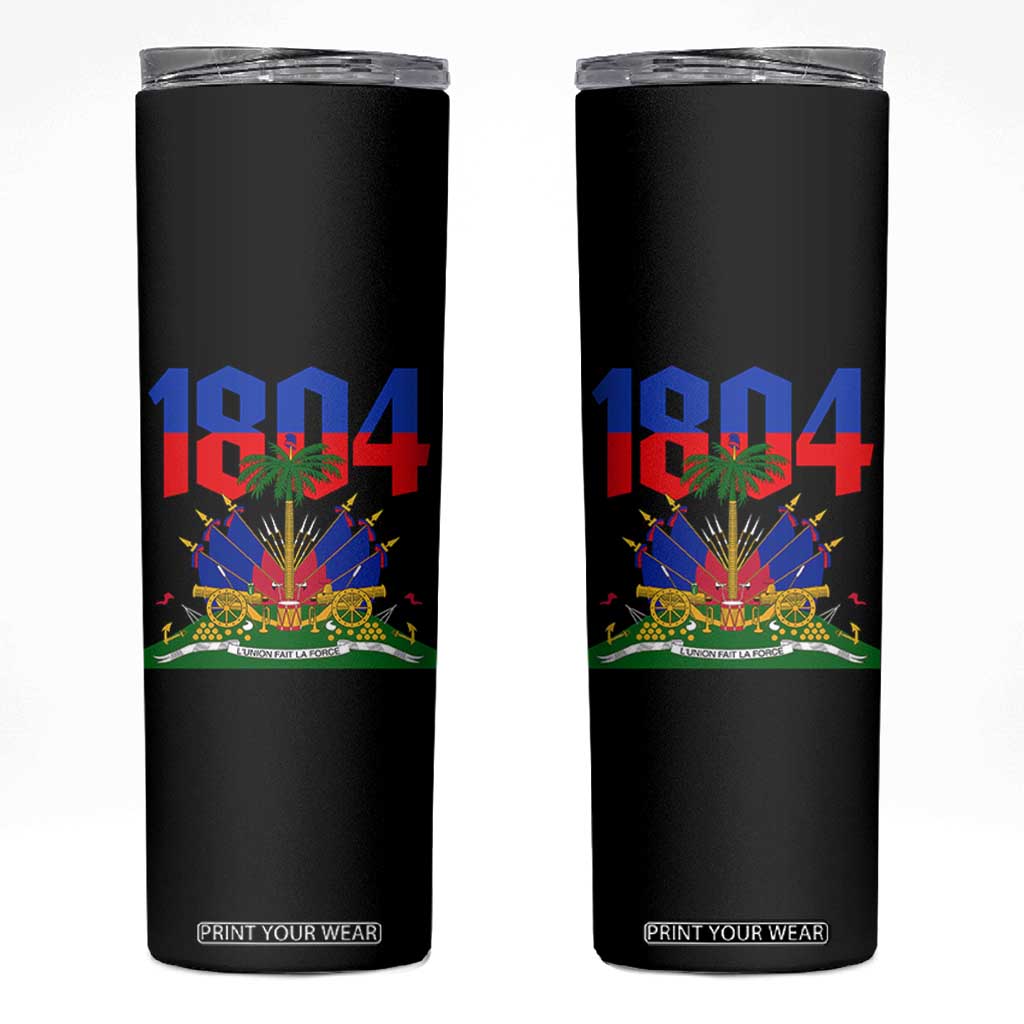 Haiti 1804 Independence Year Graphic Skinny Tumbler Haitian Pride Coat of Arms National Heritage TS02 Black Print Your Wear