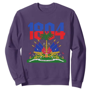 Haiti 1804 Independence Year Graphic Sweatshirt Haitian Pride Coat of Arms National Heritage TS02 Purple Print Your Wear