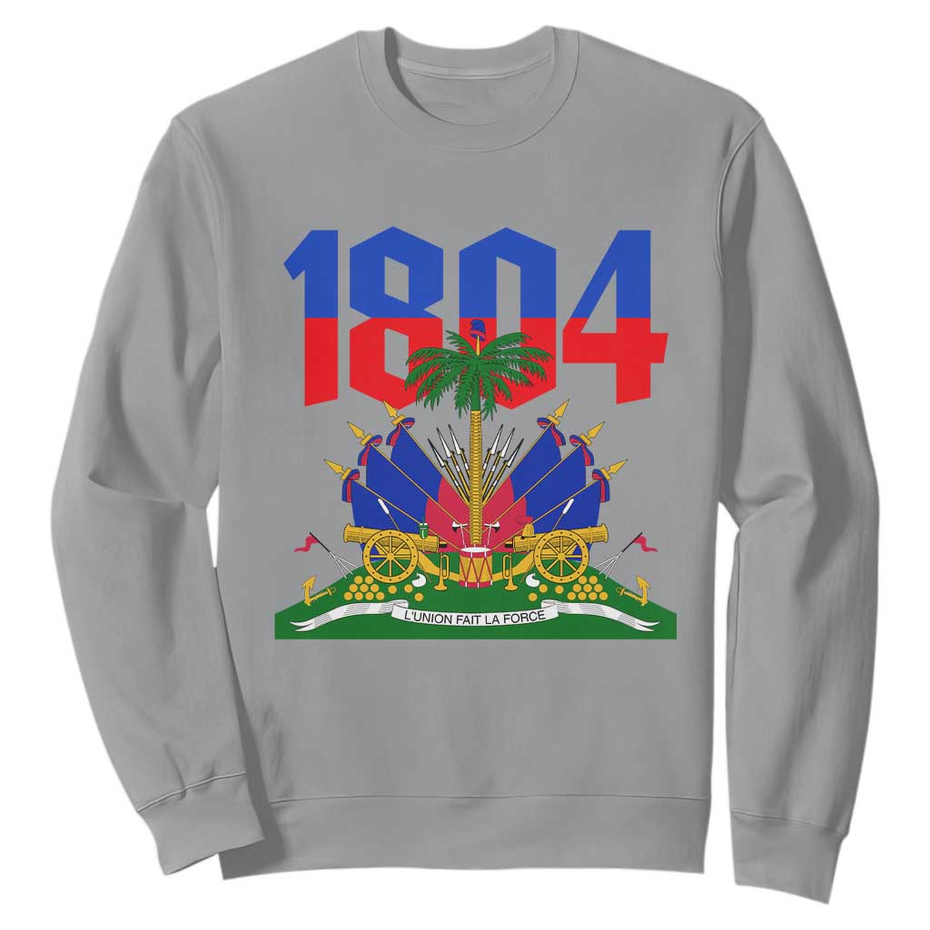 Haiti 1804 Independence Year Graphic Sweatshirt Haitian Pride Coat of Arms National Heritage TS02 Sport Gray Print Your Wear