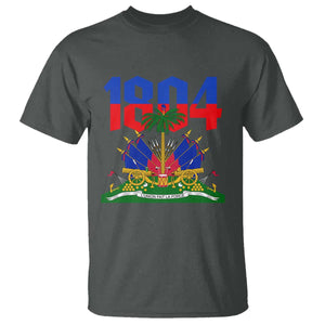 Haiti 1804 Independence Year Graphic T Shirt Haitian Pride Coat of Arms National Heritage TS02 Dark Heather Print Your Wear