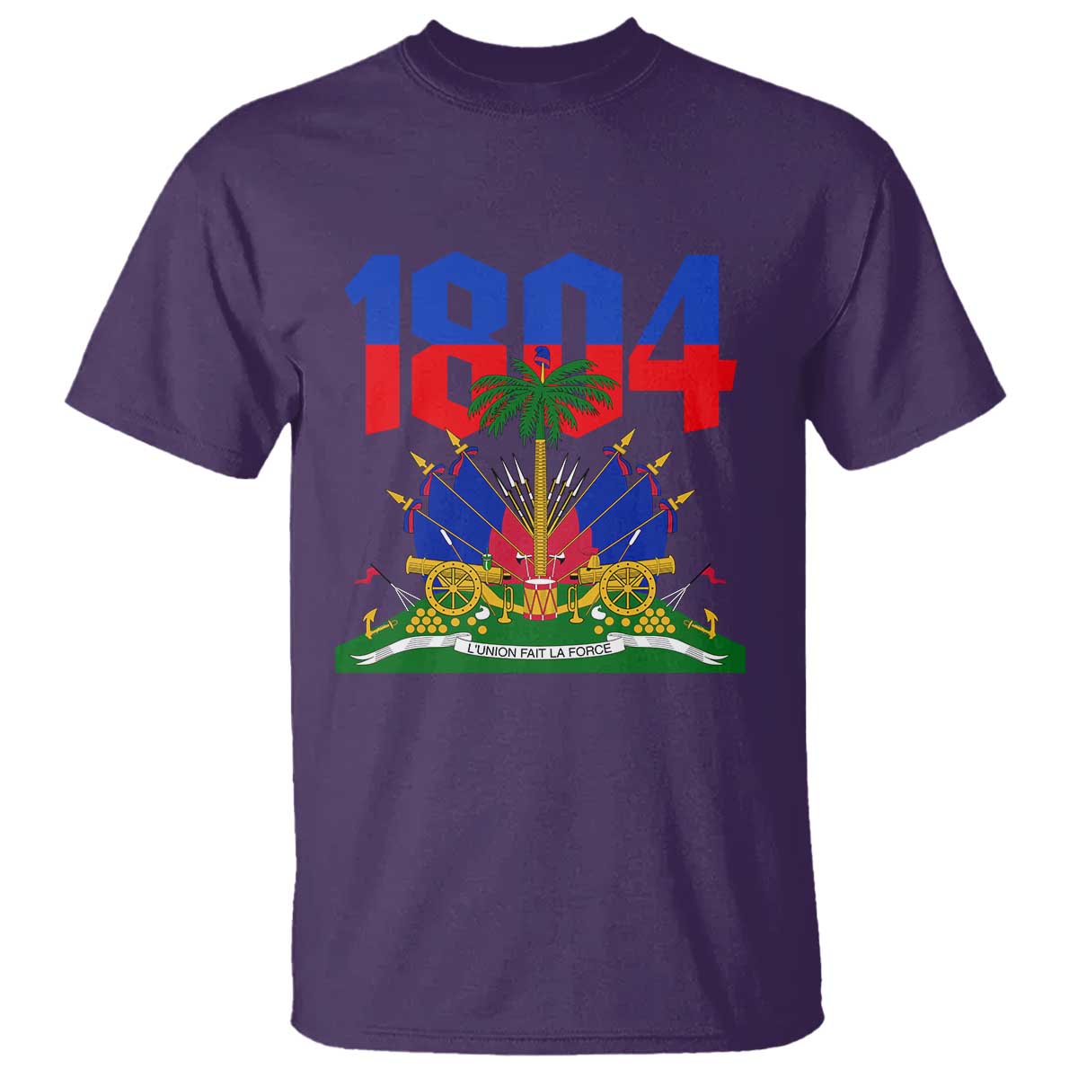 Haiti 1804 Independence Year Graphic T Shirt Haitian Pride Coat of Arms National Heritage TS02 Purple Print Your Wear