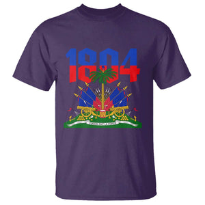 Haiti 1804 Independence Year Graphic T Shirt Haitian Pride Coat of Arms National Heritage TS02 Purple Print Your Wear