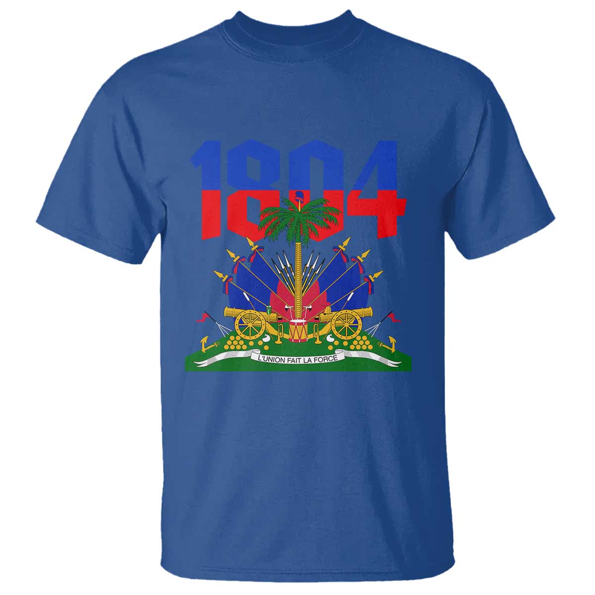 Haiti 1804 Independence Year Graphic T Shirt Haitian Pride Coat of Arms National Heritage TS02 Royal Blue Print Your Wear