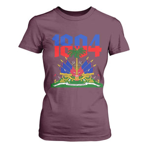 Haiti 1804 Independence Year Graphic T Shirt For Women Haitian Pride Coat of Arms National Heritage TS02 Maroon Print Your Wear