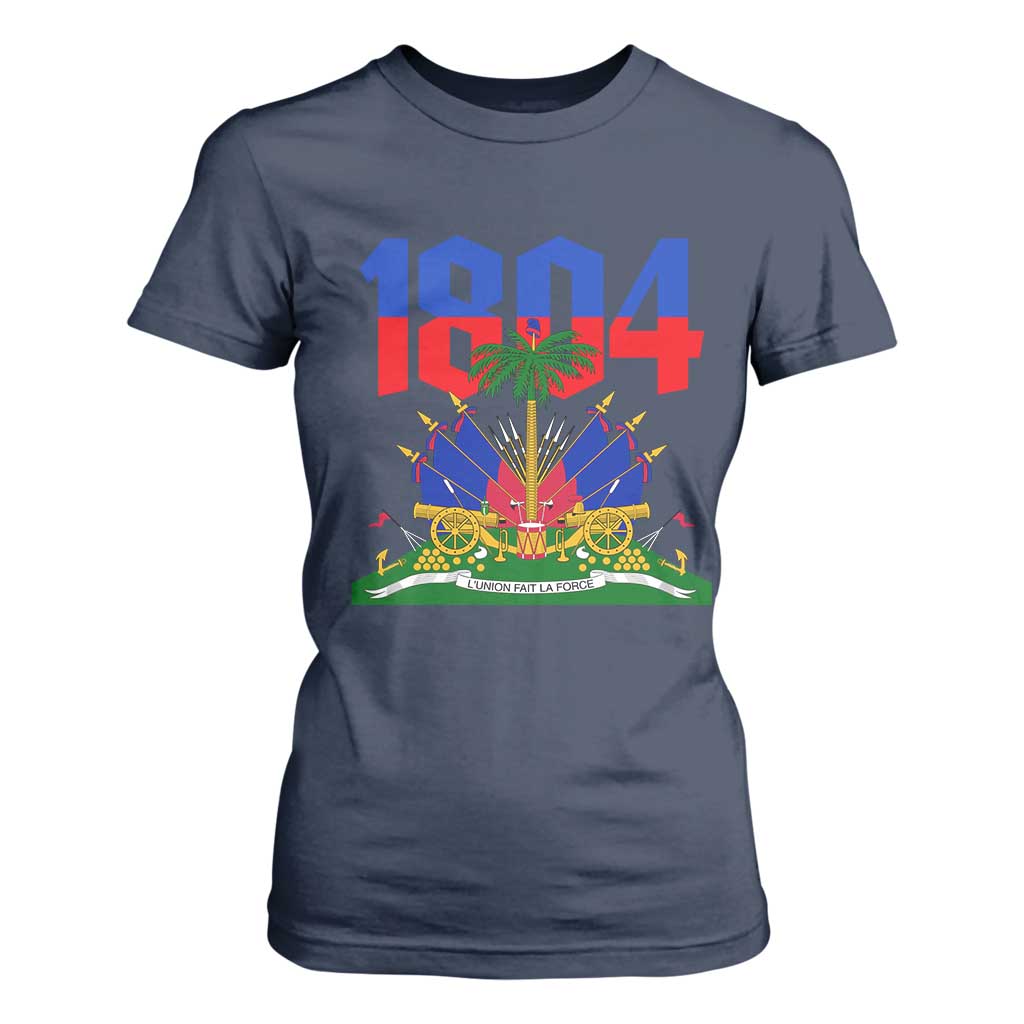 Haiti 1804 Independence Year Graphic T Shirt For Women Haitian Pride Coat of Arms National Heritage TS02 Navy Print Your Wear