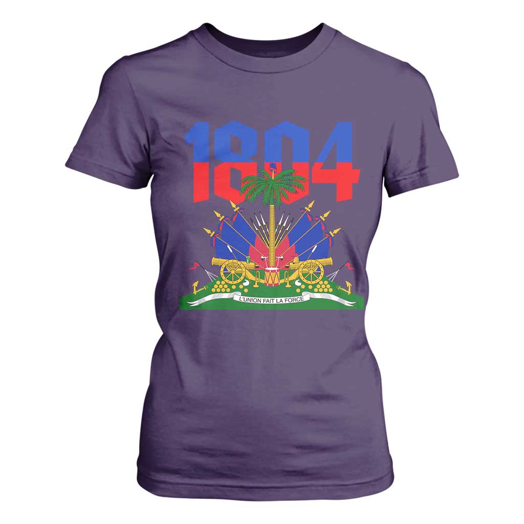 Haiti 1804 Independence Year Graphic T Shirt For Women Haitian Pride Coat of Arms National Heritage TS02 Purple Print Your Wear