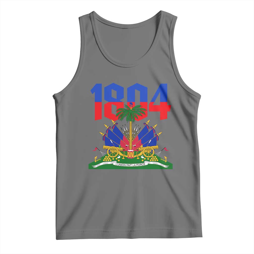 Haiti 1804 Independence Year Graphic Tank Top Haitian Pride Coat of Arms National Heritage TS02 Black Heather Print Your Wear