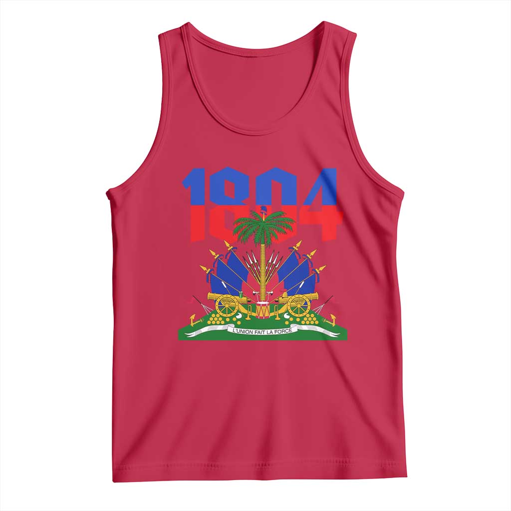 Haiti 1804 Independence Year Graphic Tank Top Haitian Pride Coat of Arms National Heritage TS02 Red Print Your Wear