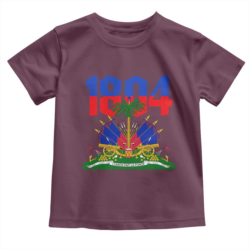 Haiti 1804 Independence Year Graphic Toddler T Shirt Haitian Pride Coat of Arms National Heritage TS02 Maroon Print Your Wear