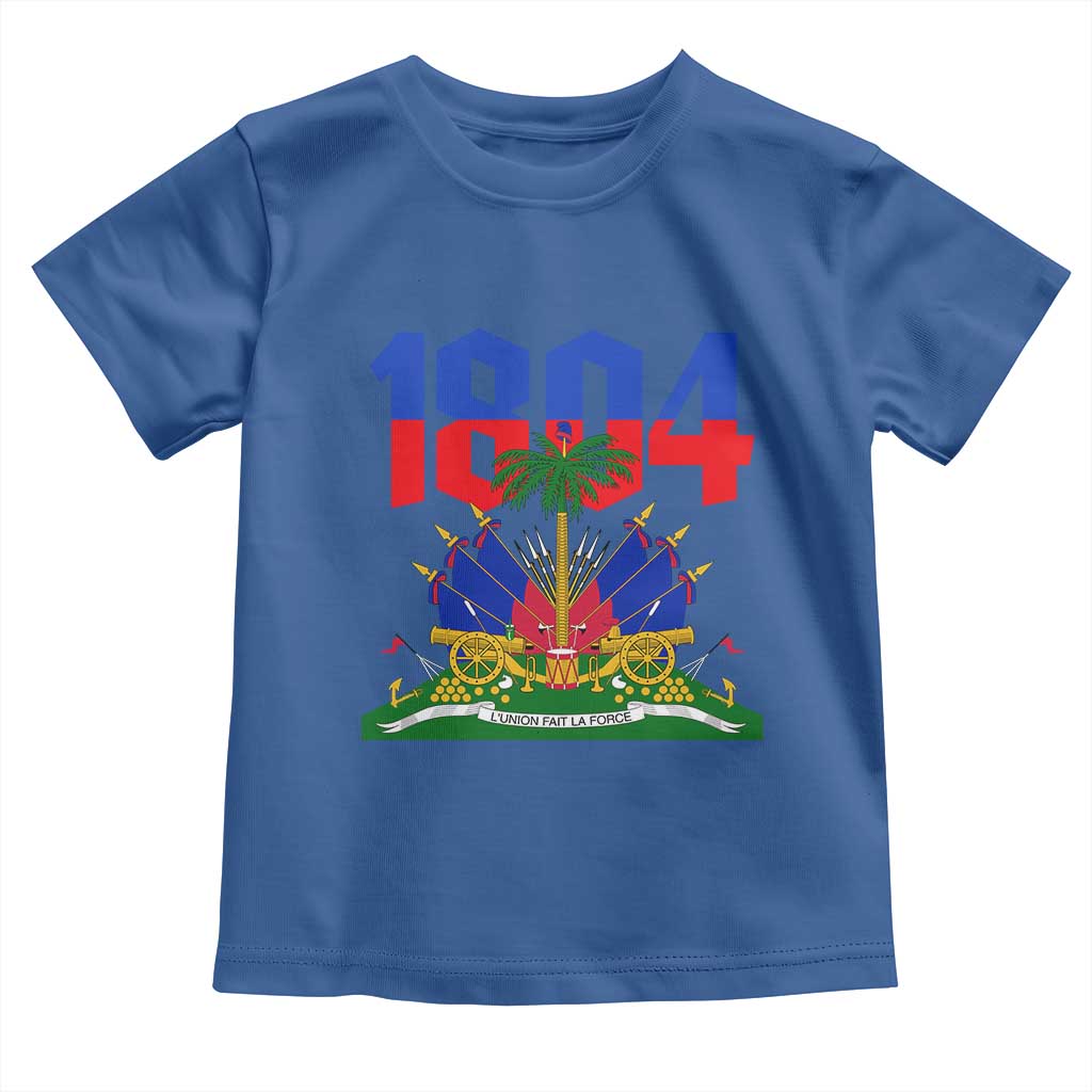 Haiti 1804 Independence Year Graphic Toddler T Shirt Haitian Pride Coat of Arms National Heritage TS02 Royal Blue Print Your Wear