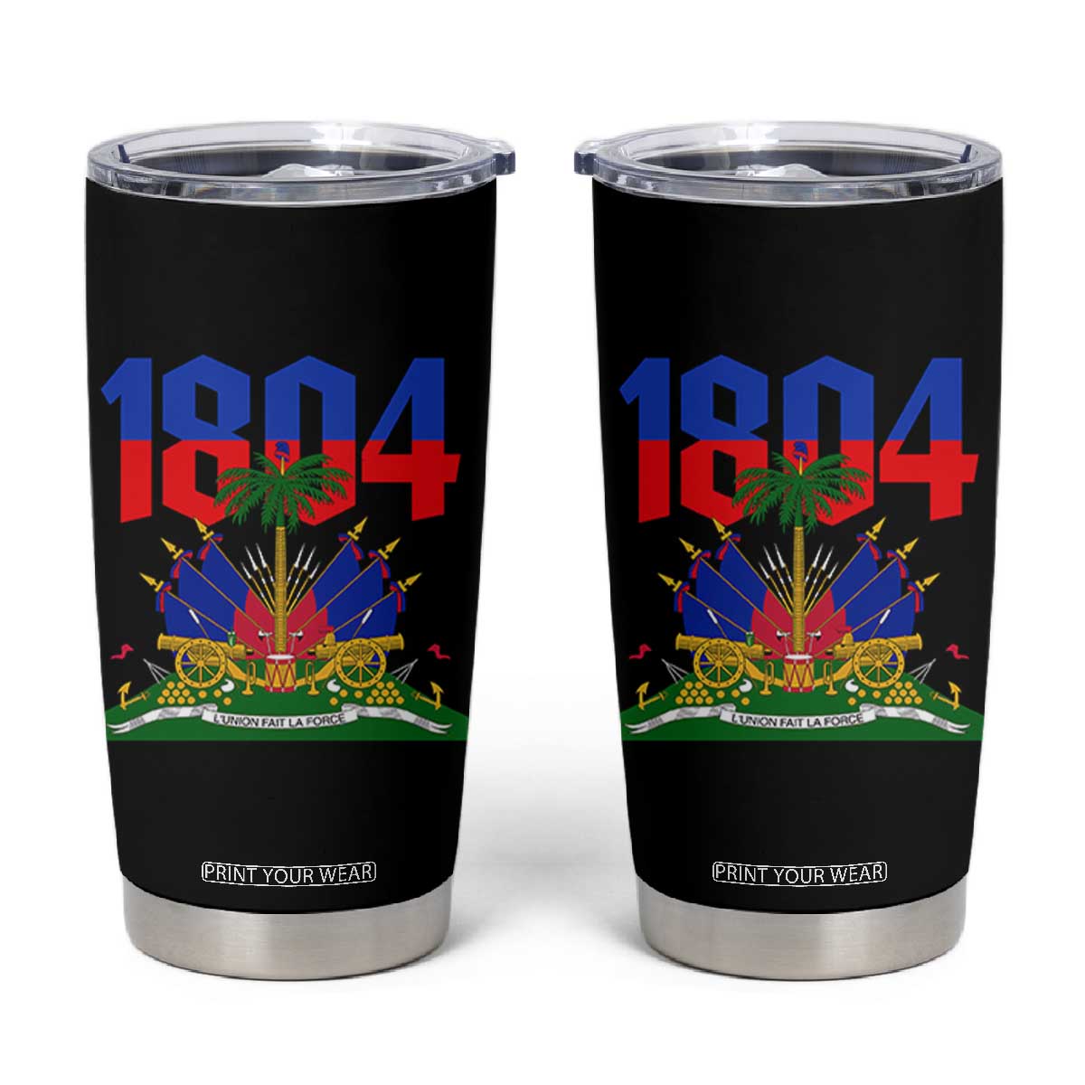Haiti 1804 Independence Year Graphic Tumbler Cup Haitian Pride Coat of Arms National Heritage TS02 Black Print Your Wear