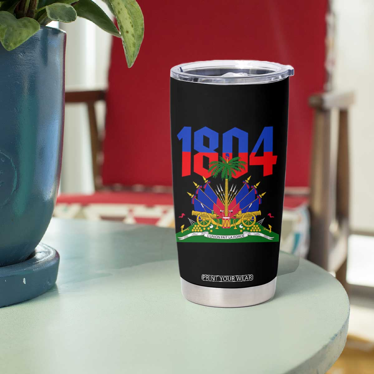 Haiti 1804 Independence Year Graphic Tumbler Cup Haitian Pride Coat of Arms National Heritage TS02 Print Your Wear