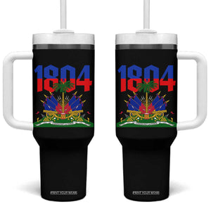 Haiti 1804 Independence Year Graphic Tumbler With Handle Haitian Pride Coat of Arms National Heritage TS02 One Size: 40 oz Black Print Your Wear