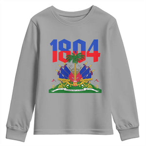 Haiti 1804 Independence Year Graphic Youth Sweatshirt Haitian Pride Coat of Arms National Heritage TS02 Sport Gray Print Your Wear