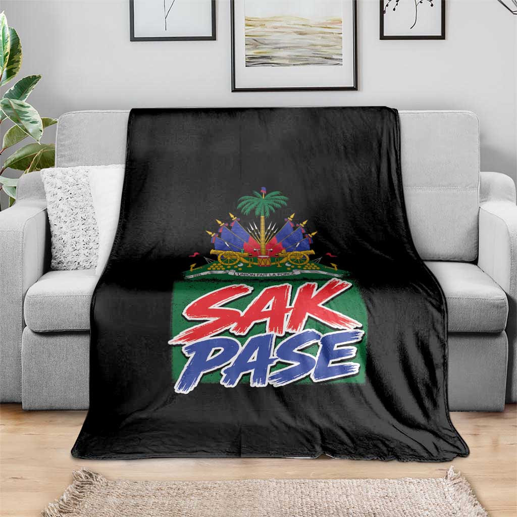 Sak Pase Haitian Creole Greeting Throw Blanket National Crest Cultural Haiti Pride TS02 Print Your Wear
