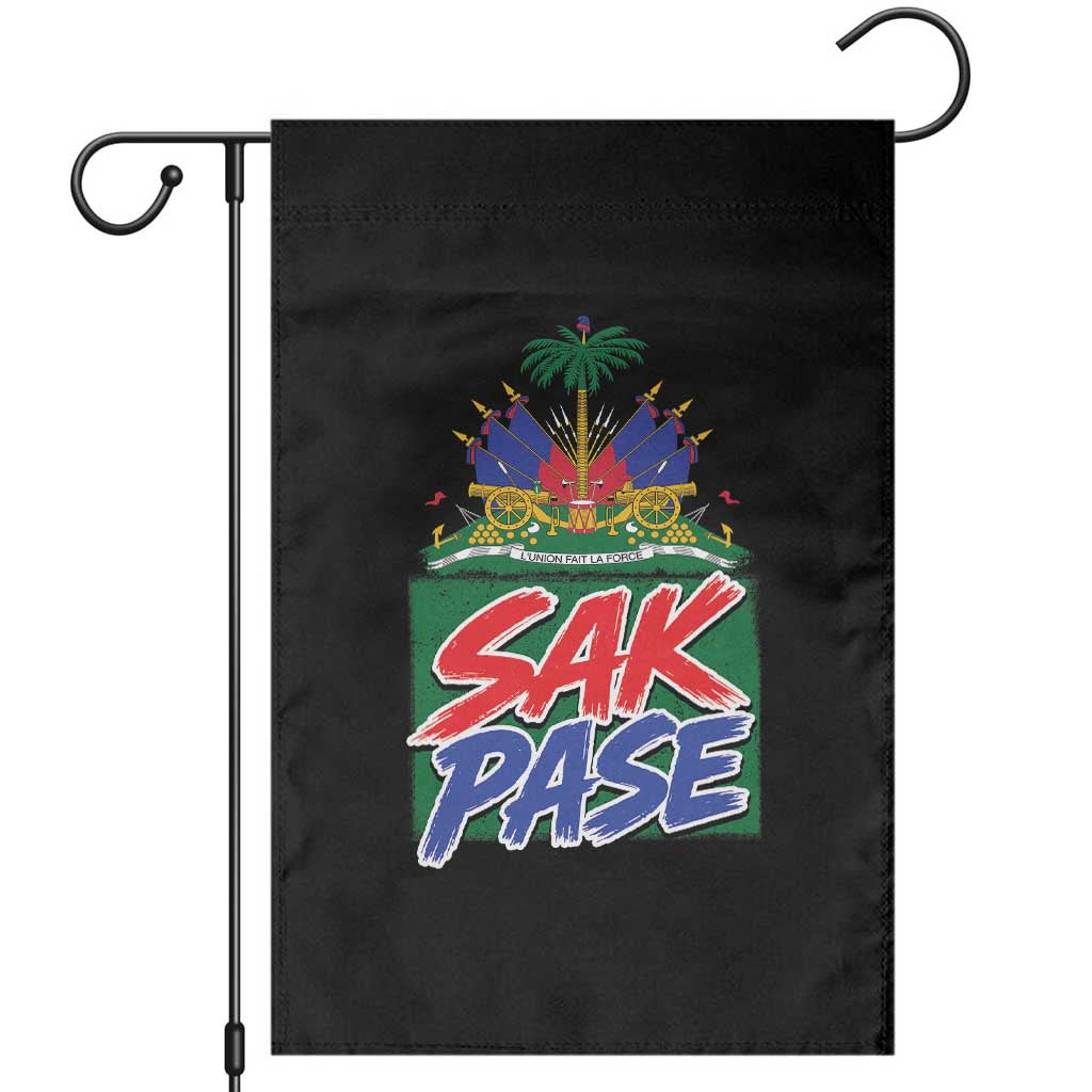 Sak Pase Haitian Creole Greeting Garden Flag National Crest Cultural Haiti Pride TS02 Black Print Your Wear