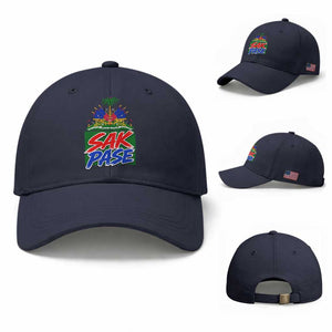 Sak Pase Haitian Creole Greeting Baseball Cap National Crest Cultural Haiti Pride TS02 Baseball Cap Universal Fit Navy Print Your Wear