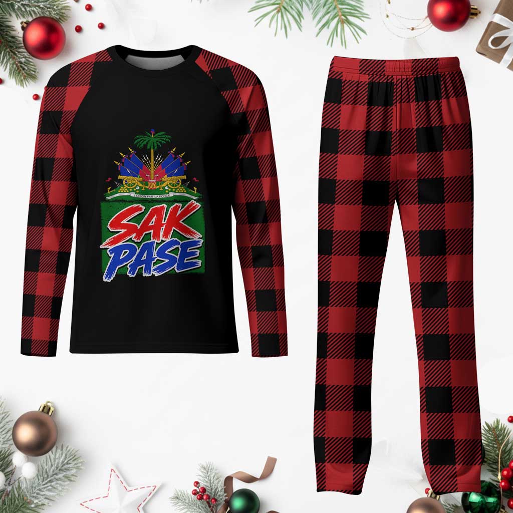 Sak Pase Haitian Creole Greeting Plaid Pajama Set National Crest Cultural Haiti Pride TS02 Buffalo Plaid Print Your Wear