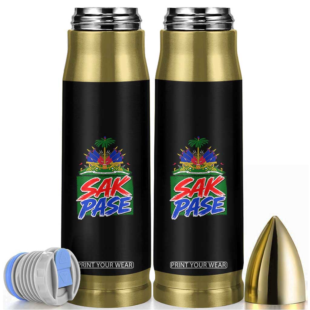 Sak Pase Haitian Creole Greeting Bullet Tumbler National Crest Cultural Haiti Pride TS02 Black Print Your Wear