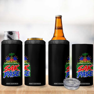 Sak Pase Haitian Creole Greeting 4 in 1 Can Cooler Tumbler National Crest Cultural Haiti Pride TS02 Print Your Wear