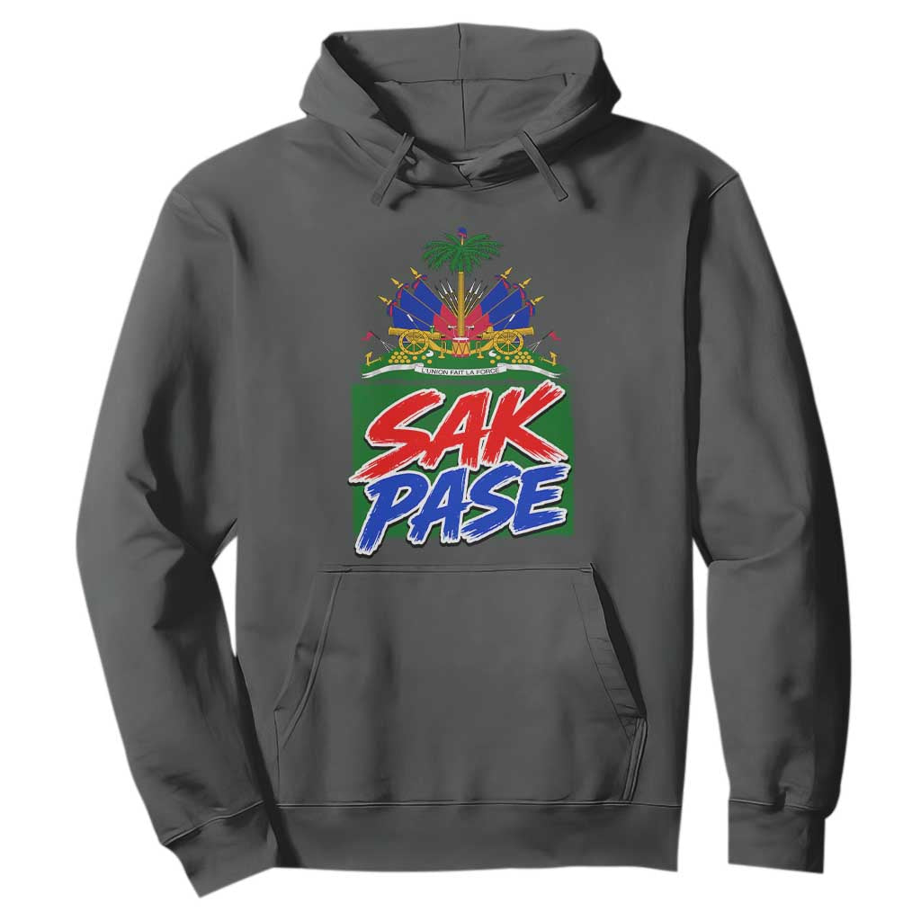 Sak Pase Haitian Creole Greeting Hoodie National Crest Cultural Haiti Pride TS02 Dark Heather Print Your Wear