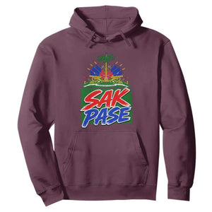Sak Pase Haitian Creole Greeting Hoodie National Crest Cultural Haiti Pride TS02 Maroon Print Your Wear