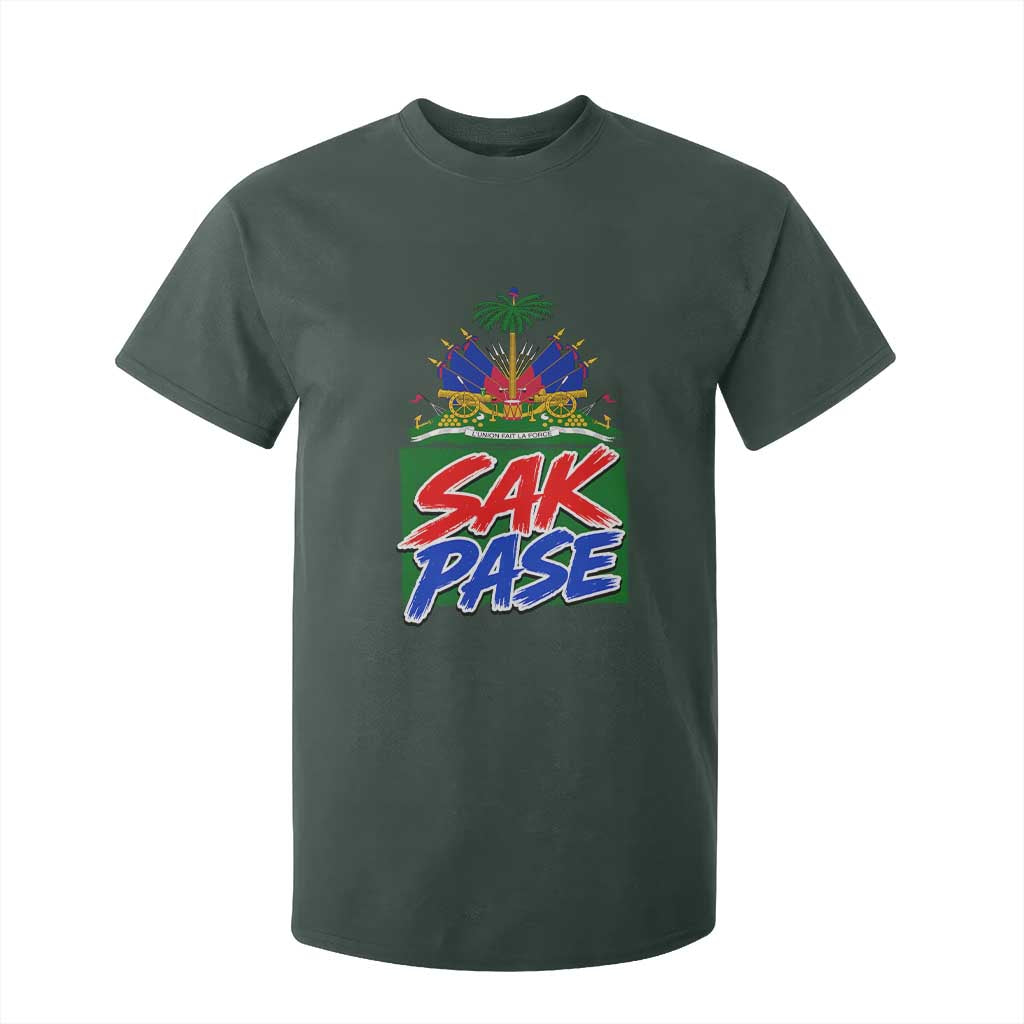Sak Pase Haitian Creole Greeting T Shirt For Kid National Crest Cultural Haiti Pride TS02 Dark Forest Green Print Your Wear