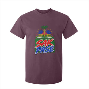 Sak Pase Haitian Creole Greeting T Shirt For Kid National Crest Cultural Haiti Pride TS02 Maroon Print Your Wear