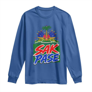 Sak Pase Haitian Creole Greeting Long Sleeve Shirt National Crest Cultural Haiti Pride TS02 Royal Blue Print Your Wear