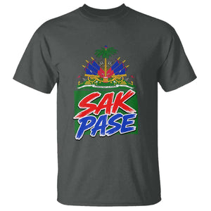 Sak Pase Haitian Creole Greeting T Shirt National Crest Cultural Haiti Pride TS02 Dark Heather Print Your Wear