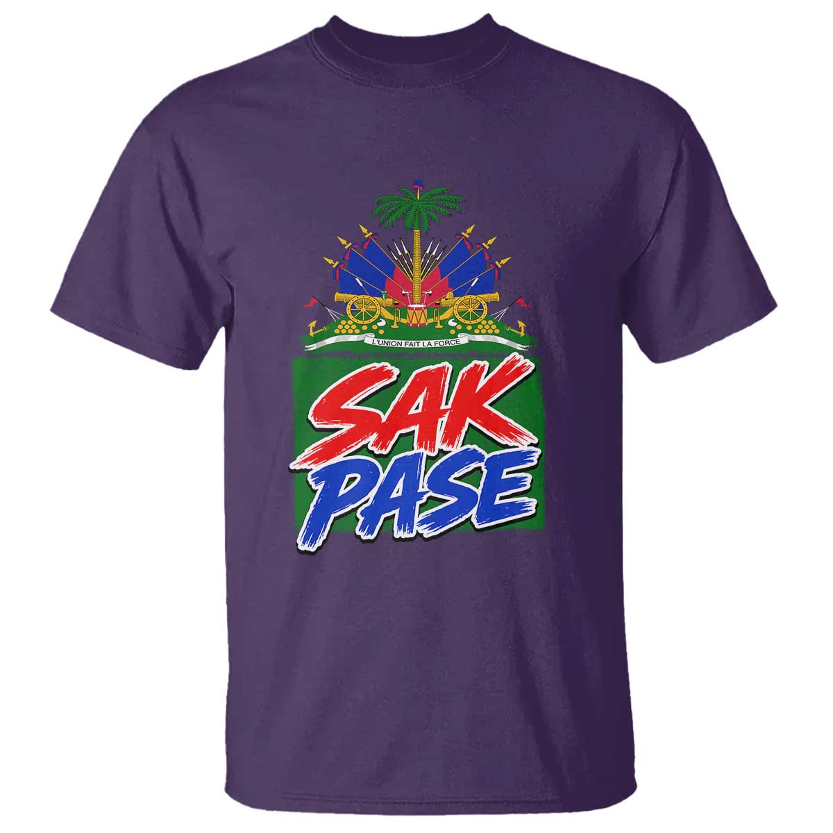 Sak Pase Haitian Creole Greeting T Shirt National Crest Cultural Haiti Pride TS02 Purple Print Your Wear
