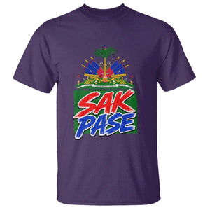 Sak Pase Haitian Creole Greeting T Shirt National Crest Cultural Haiti Pride TS02 Purple Print Your Wear