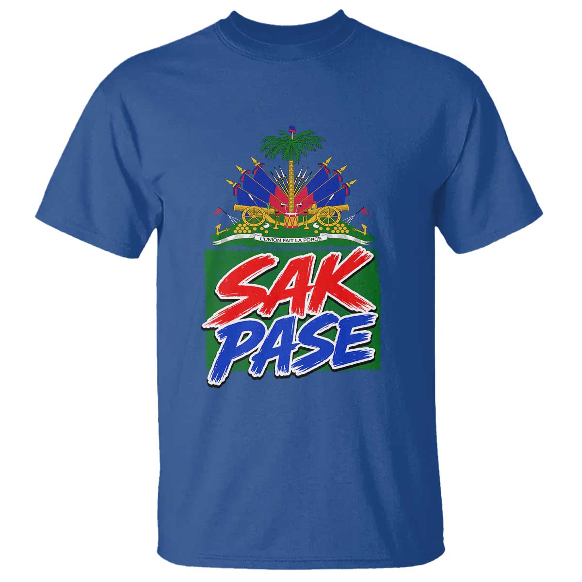 Sak Pase Haitian Creole Greeting T Shirt National Crest Cultural Haiti Pride TS02 Royal Blue Print Your Wear