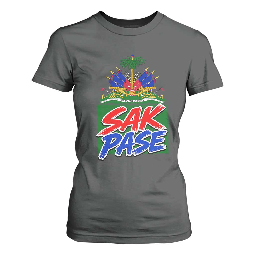 Sak Pase Haitian Creole Greeting T Shirt For Women National Crest Cultural Haiti Pride TS02 Dark Heather Print Your Wear