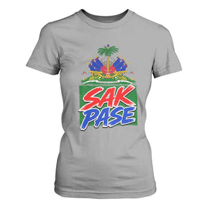 Sak Pase Haitian Creole Greeting T Shirt For Women National Crest Cultural Haiti Pride TS02 Sport Gray Print Your Wear