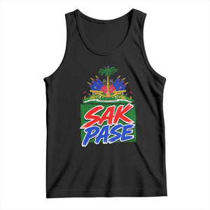 Sak Pase Haitian Creole Greeting Tank Top National Crest Cultural Haiti Pride TS02 Black Print Your Wear