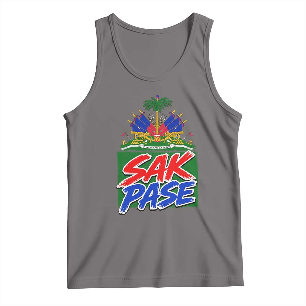 Sak Pase Haitian Creole Greeting Tank Top National Crest Cultural Haiti Pride TS02 Deep Heather Print Your Wear