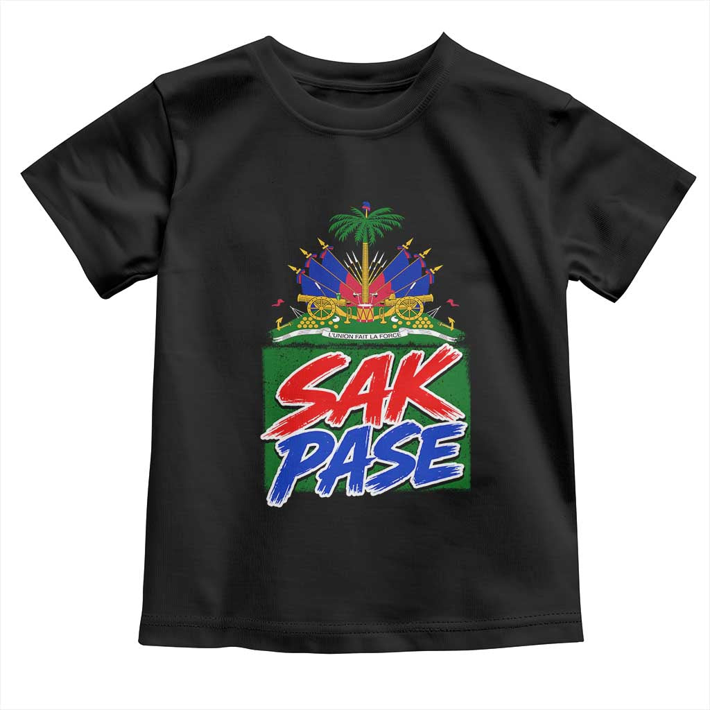 Sak Pase Haitian Creole Greeting Toddler T Shirt National Crest Cultural Haiti Pride TS02 Black Print Your Wear