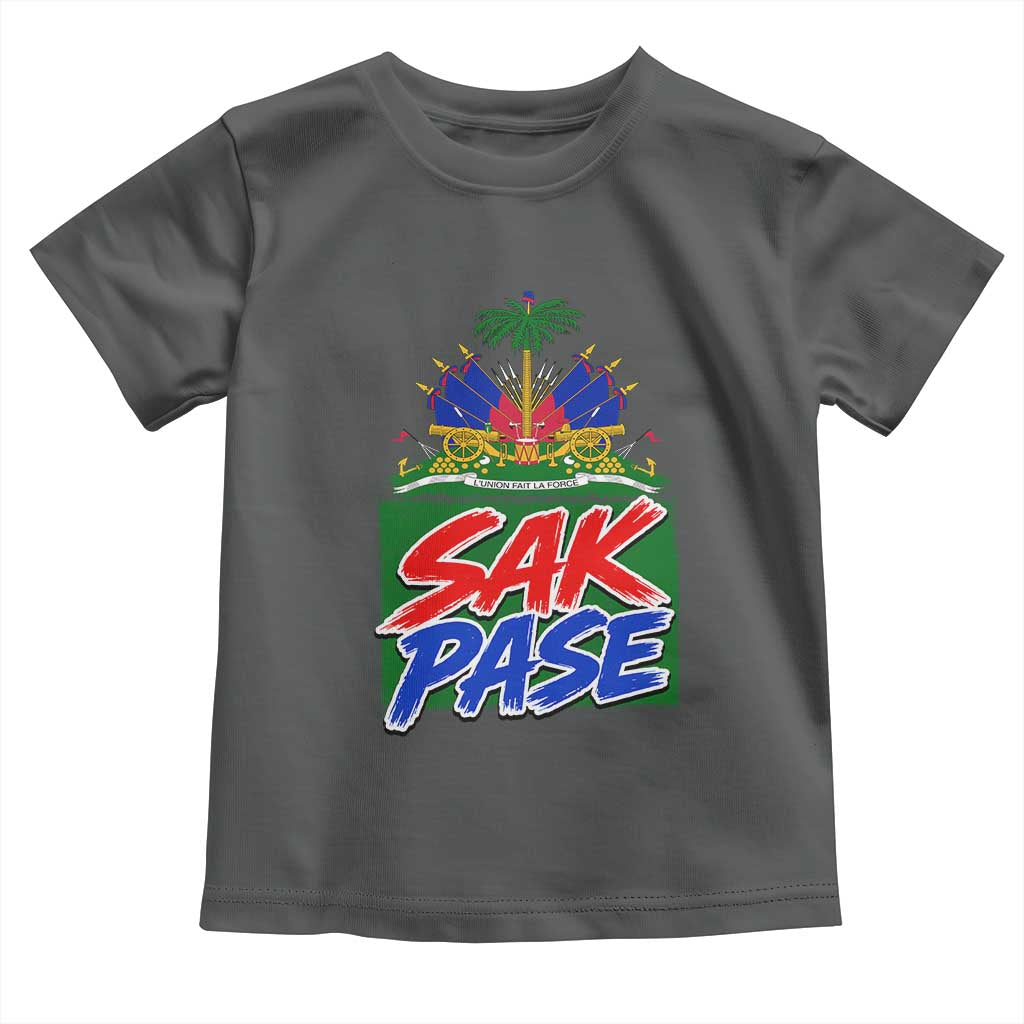 Sak Pase Haitian Creole Greeting Toddler T Shirt National Crest Cultural Haiti Pride TS02 Dark Heather Print Your Wear