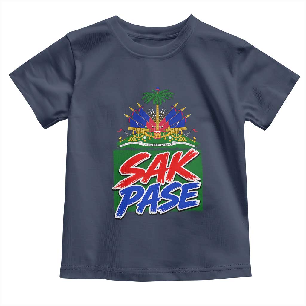 Sak Pase Haitian Creole Greeting Toddler T Shirt National Crest Cultural Haiti Pride TS02 Navy Print Your Wear