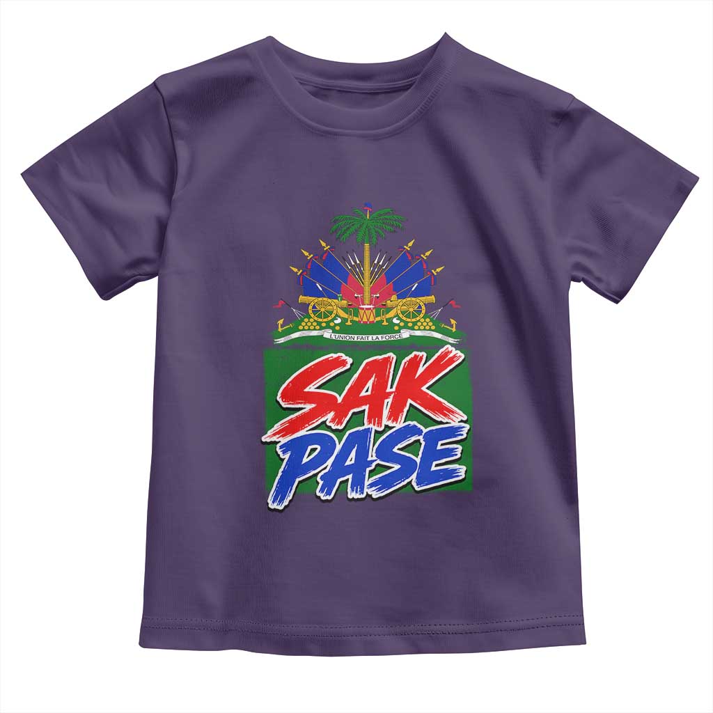 Sak Pase Haitian Creole Greeting Toddler T Shirt National Crest Cultural Haiti Pride TS02 Purple Print Your Wear