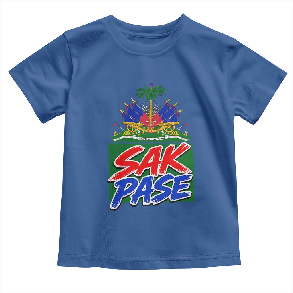 Sak Pase Haitian Creole Greeting Toddler T Shirt National Crest Cultural Haiti Pride TS02 Royal Blue Print Your Wear