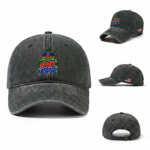 Sak Pase Haitian Creole Greeting Washed Cotton Baseball Cap National Crest Cultural Haiti Pride TS02 Washed Cap Universal Fit Dark Green Print Your Wear