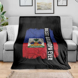 Best Grandpa Ever Haitian Granpapa Throw Blanket Vintage Distressed Haiti Flag Father's Day TS02 Print Your Wear