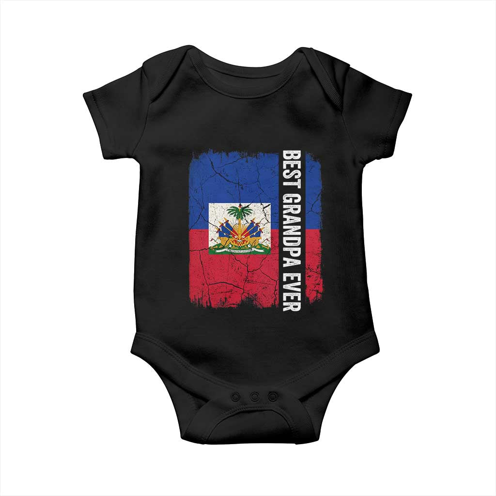 Best Grandpa Ever Haitian Granpapa Baby Onesie Vintage Distressed Haiti Flag Father's Day TS02 Black Print Your Wear