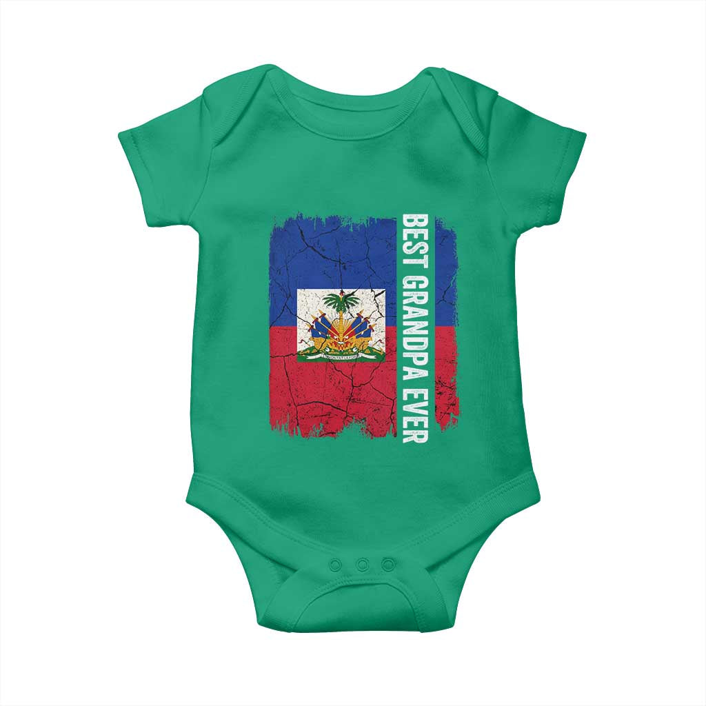 Best Grandpa Ever Haitian Granpapa Baby Onesie Vintage Distressed Haiti Flag Father's Day TS02 Irish Green Print Your Wear