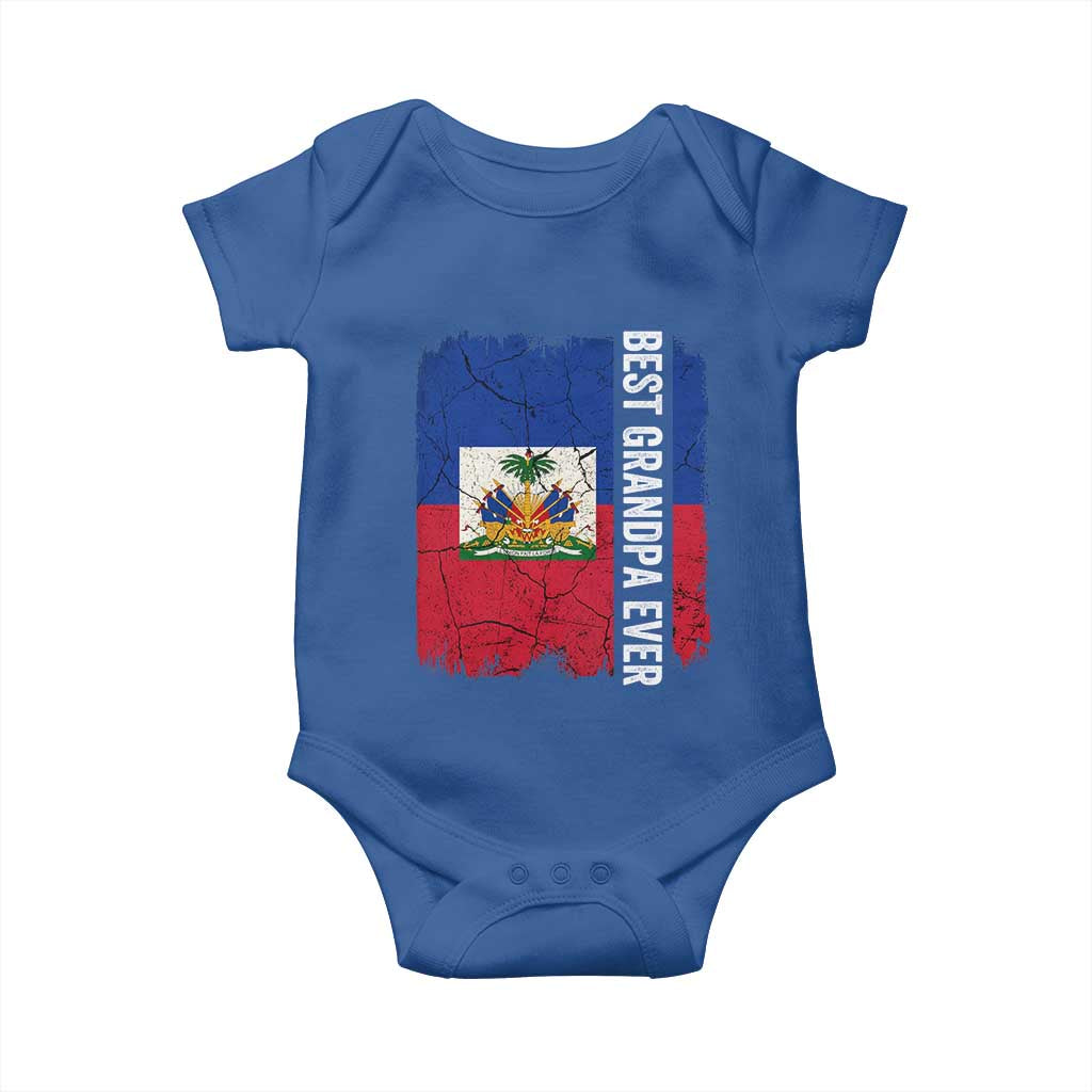 Best Grandpa Ever Haitian Granpapa Baby Onesie Vintage Distressed Haiti Flag Father's Day TS02 Royal Blue Print Your Wear